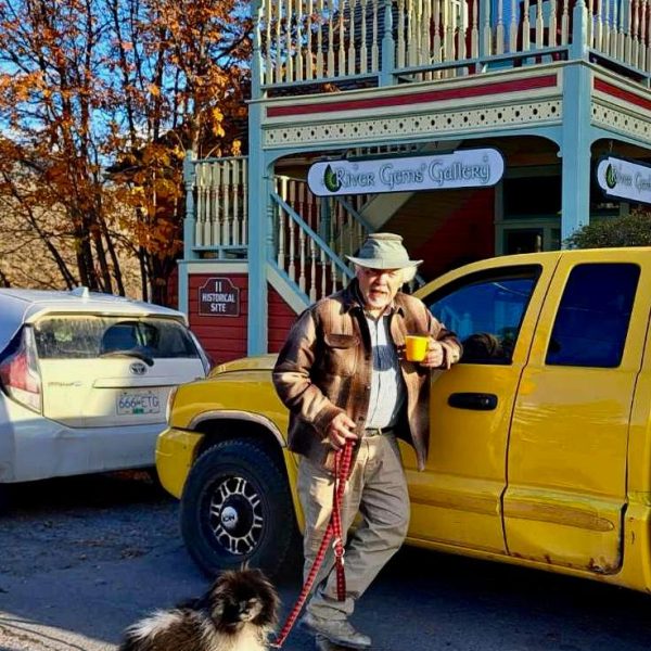 Barry with his trust yellow cup, yellow truck and Little Bear